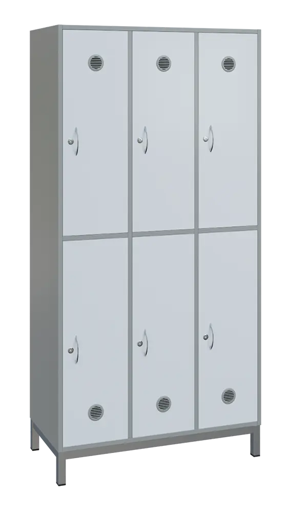 SBS-2233 šatní skříň 6-boxová, 1800x900x400 mm, kovové nohy, korpus šedý, dvířka bílá